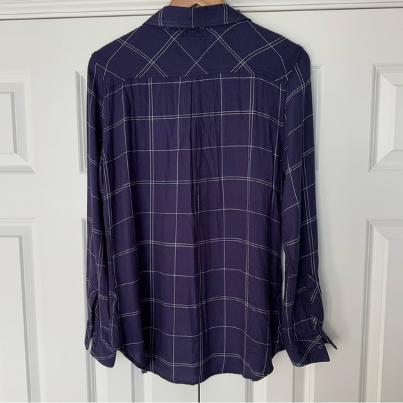 Rails Women's Plaid Collared Button Down Blouse Hunter Shirt in Navy/White - Picture 3 of 10